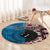 Personalised Aotearoa and Fiji Together Round Carpet Melanesian Warrior and Koru - Taniko with Hibiscus Tapa Pattern