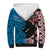 Personalised Aotearoa and Fiji Together Sherpa Hoodie Melanesian Warrior and Koru - Taniko with Hibiscus Tapa Pattern