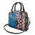 Personalised Aotearoa and Fiji Together Shoulder Handbag Melanesian Warrior and Koru - Taniko with Hibiscus Tapa Pattern