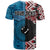 Personalised Aotearoa and Fiji Together T Shirt Melanesian Warrior and Koru - Taniko with Hibiscus Tapa Pattern