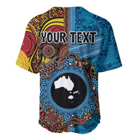 Personalised Australia and Fiji Together Baseball Jersey Tribal Palm Tree with Tapa and Aboriginal Animals Half Style