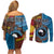 Personalised Australia and Fiji Together Couples Matching Off Shoulder Short Dress and Long Sleeve Button Shirt Tribal Palm Tree with Tapa and Aboriginal Animals Half Style