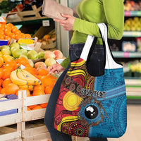 Personalised Australia and Fiji Together Grocery Bag Tribal Palm Tree with Tapa and Aboriginal Animals Half Style