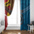 Personalised Australia and Fiji Together Window Curtain Tribal Palm Tree with Tapa and Aboriginal Animals Half Style