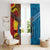 Personalised Australia and Fiji Together Window Curtain Tribal Palm Tree with Tapa and Aboriginal Animals Half Style