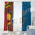 Personalised Australia and Fiji Together Window Curtain Tribal Palm Tree with Tapa and Aboriginal Animals Half Style