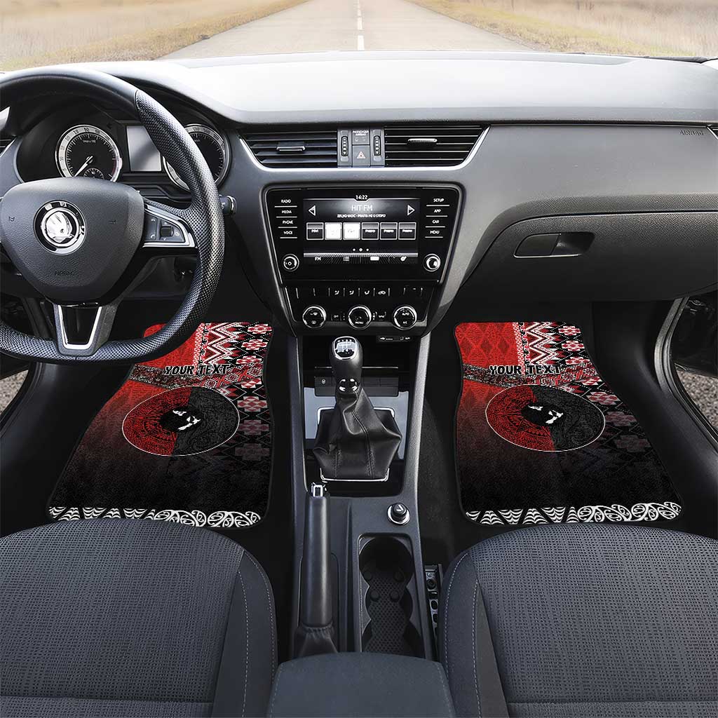 Personalised Aotearoa and Tonga Together Car Mats Manaia and Tongan Tribal Cross - Taniko and Ngatu Art Tattoo