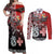 Personalised Aotearoa and Tonga Together Couples Matching Off Shoulder Maxi Dress and Long Sleeve Button Shirt Manaia and Tongan Tribal Cross - Taniko and Ngatu Art Tattoo