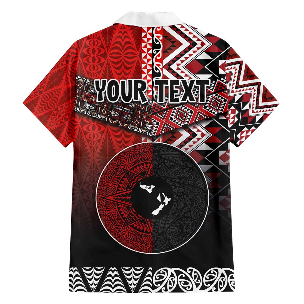 Personalised Aotearoa and Tonga Together Family Matching Puletasi and Hawaiian Shirt Manaia and Tongan Tribal Cross - Taniko and Ngatu Art Tattoo