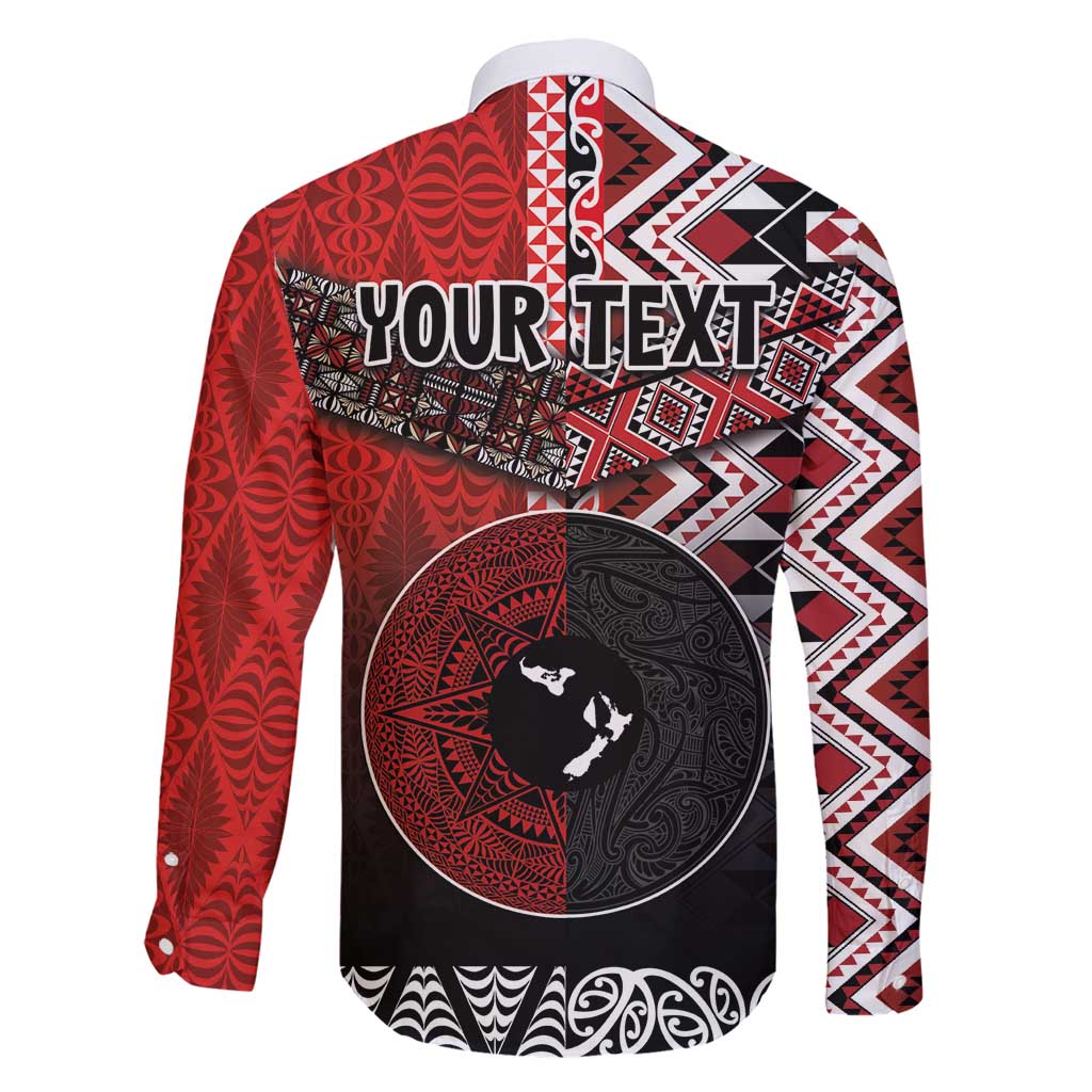 Personalised Aotearoa and Tonga Together Family Matching Puletasi and Hawaiian Shirt Manaia and Tongan Tribal Cross - Taniko and Ngatu Art Tattoo