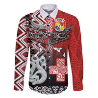 Personalised Aotearoa and Tonga Together Family Matching Tank Maxi Dress and Hawaiian Shirt Manaia and Tongan Tribal Cross - Taniko and Ngatu Art Tattoo