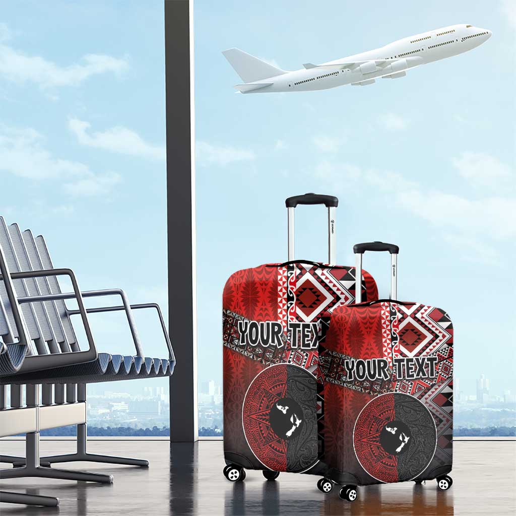 Personalised Aotearoa and Tonga Together Luggage Cover Manaia and Tongan Tribal Cross - Taniko and Ngatu Art Tattoo