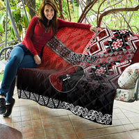 Personalised Aotearoa and Tonga Together Quilt Manaia and Tongan Tribal Cross - Taniko and Ngatu Art Tattoo