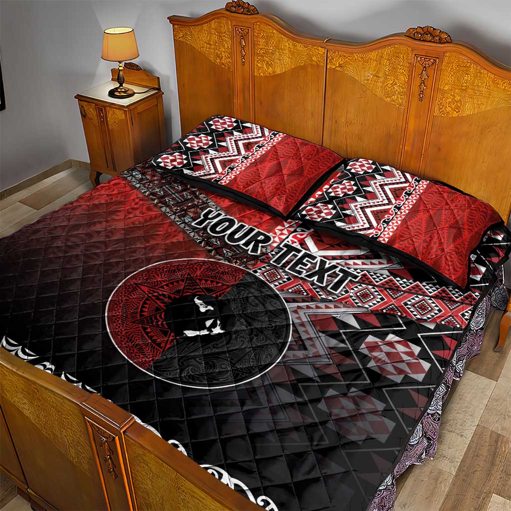 Personalised Aotearoa and Tonga Together Quilt Bed Set Manaia and Tongan Tribal Cross - Taniko and Ngatu Art Tattoo