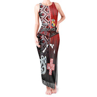 Personalised Aotearoa and Tonga Together Tank Maxi Dress Manaia and Tongan Tribal Cross - Taniko and Ngatu Art Tattoo