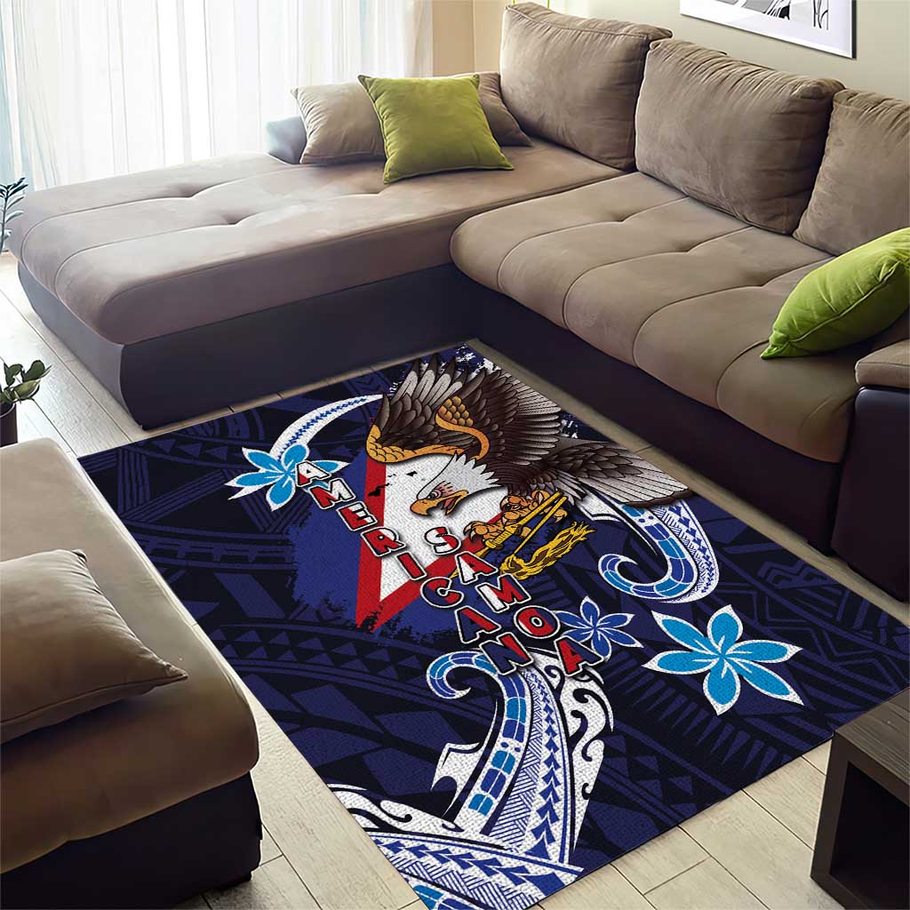 American Samoa Flag Day Area Rug Bald Eagle with Uatogi and Fue - Polynesian and Floral Tribal Tattoo