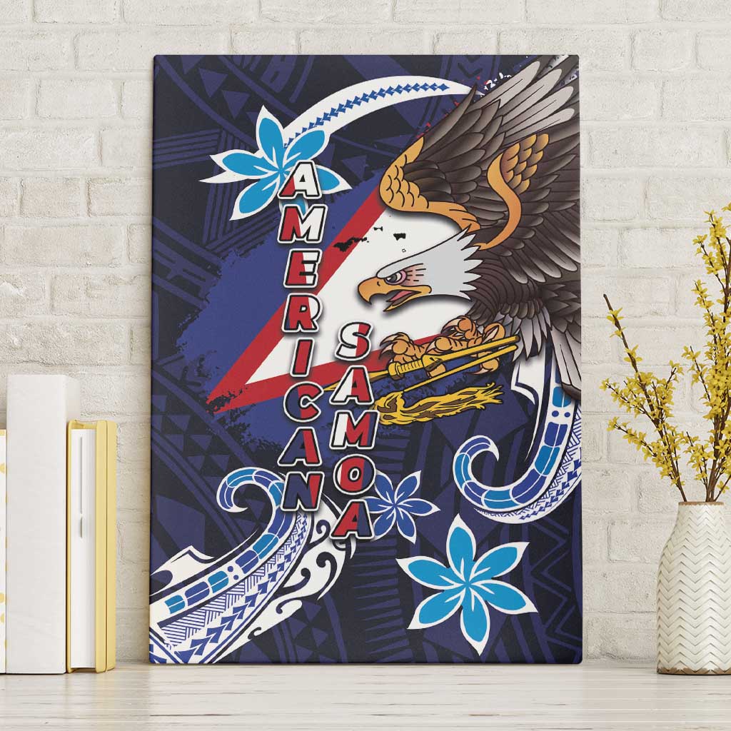 American Samoa Flag Day Canvas Wall Art Bald Eagle with Uatogi and Fue - Polynesian and Floral Tribal Tattoo