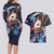 American Samoa Flag Day Couples Matching Long Sleeve Bodycon Dress and Hawaiian Shirt Bald Eagle with Uatogi and Fue - Polynesian and Floral Tribal Tattoo