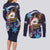 American Samoa Flag Day Couples Matching Long Sleeve Bodycon Dress and Long Sleeve Button Shirt Bald Eagle with Uatogi and Fue - Polynesian and Floral Tribal Tattoo