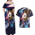 American Samoa Flag Day Couples Matching Off Shoulder Maxi Dress and Hawaiian Shirt Bald Eagle with Uatogi and Fue - Polynesian and Floral Tribal Tattoo