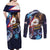 American Samoa Flag Day Couples Matching Off Shoulder Maxi Dress and Long Sleeve Button Shirt Bald Eagle with Uatogi and Fue - Polynesian and Floral Tribal Tattoo