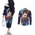 American Samoa Flag Day Couples Matching Off The Shoulder Long Sleeve Dress and Long Sleeve Button Shirt Bald Eagle with Uatogi and Fue - Polynesian and Floral Tribal Tattoo