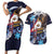 American Samoa Flag Day Couples Matching Short Sleeve Bodycon Dress and Hawaiian Shirt Bald Eagle with Uatogi and Fue - Polynesian and Floral Tribal Tattoo