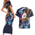 American Samoa Flag Day Couples Matching Short Sleeve Bodycon Dress and Hawaiian Shirt Bald Eagle with Uatogi and Fue - Polynesian and Floral Tribal Tattoo