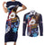 American Samoa Flag Day Couples Matching Short Sleeve Bodycon Dress and Long Sleeve Button Shirt Bald Eagle with Uatogi and Fue - Polynesian and Floral Tribal Tattoo