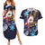 American Samoa Flag Day Couples Matching Summer Maxi Dress and Hawaiian Shirt Bald Eagle with Uatogi and Fue - Polynesian and Floral Tribal Tattoo