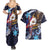 American Samoa Flag Day Couples Matching Summer Maxi Dress and Hawaiian Shirt Bald Eagle with Uatogi and Fue - Polynesian and Floral Tribal Tattoo