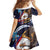 American Samoa Flag Day Family Matching Off Shoulder Short Dress and Hawaiian Shirt Bald Eagle with Uatogi and Fue - Polynesian and Floral Tribal Tattoo