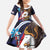 American Samoa Flag Day Family Matching Short Sleeve Bodycon Dress and Hawaiian Shirt Bald Eagle with Uatogi and Fue - Polynesian and Floral Tribal Tattoo