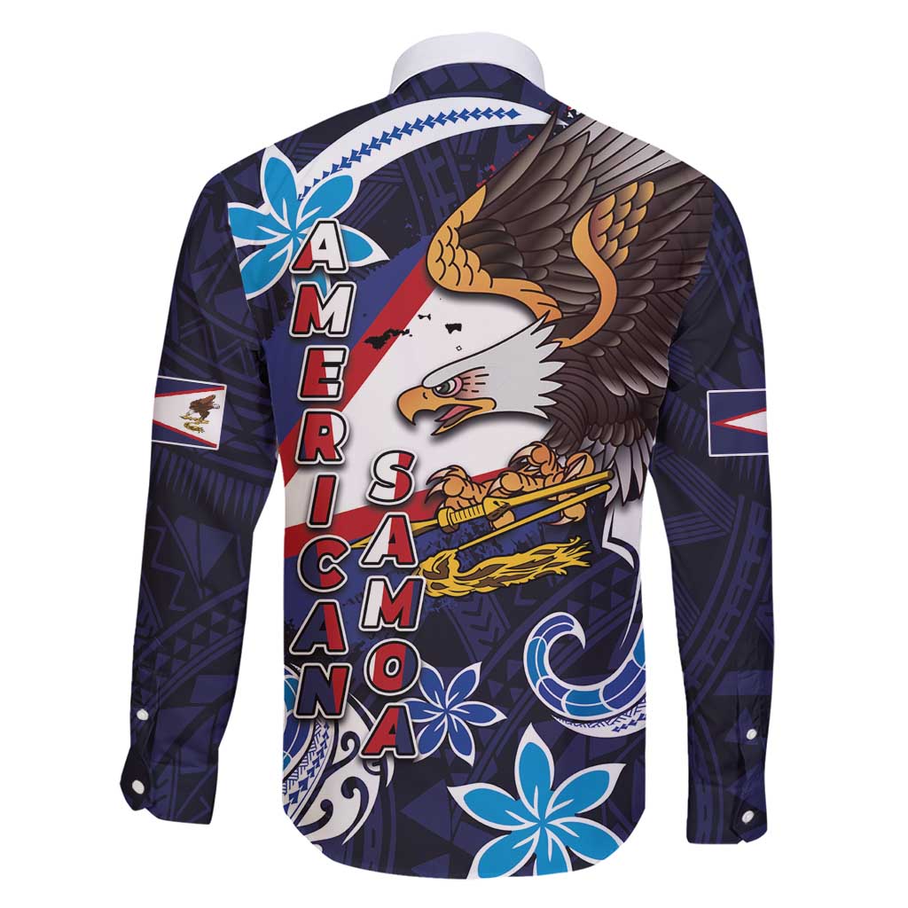 American Samoa Flag Day Family Matching Short Sleeve Bodycon Dress and Hawaiian Shirt Bald Eagle with Uatogi and Fue - Polynesian and Floral Tribal Tattoo