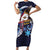 American Samoa Flag Day Family Matching Short Sleeve Bodycon Dress and Hawaiian Shirt Bald Eagle with Uatogi and Fue - Polynesian and Floral Tribal Tattoo