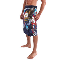 American Samoa Flag Day Lavalava Bald Eagle with Uatogi and Fue - Polynesian and Floral Tribal Tattoo