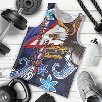 American Samoa Flag Day Men Tank Top Bald Eagle with Uatogi and Fue - Polynesian and Floral Tribal Tattoo