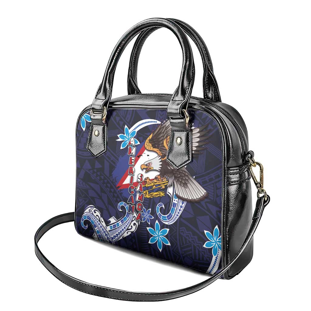 American Samoa Flag Day Shoulder Handbag Bald Eagle with Uatogi and Fue - Polynesian and Floral Tribal Tattoo