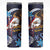 American Samoa Flag Day Skinny Tumbler Bald Eagle with Uatogi and Fue - Polynesian and Floral Tribal Tattoo