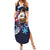 American Samoa Flag Day Summer Maxi Dress Bald Eagle with Uatogi and Fue - Polynesian and Floral Tribal Tattoo