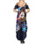 American Samoa Flag Day Summer Maxi Dress Bald Eagle with Uatogi and Fue - Polynesian and Floral Tribal Tattoo