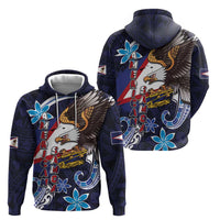 American Samoa Flag Day Zip Hoodie Bald Eagle with Uatogi and Fue - Polynesian and Floral Tribal Tattoo