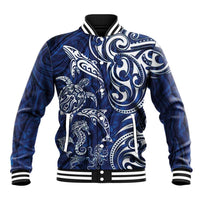 New Zealand Connecting with Seas Baseball Jacket Maori Tribal and Sea Animals Tattoo - White Glass Style