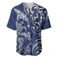 New Zealand Connecting with Seas Baseball Jersey Maori Tribal and Sea Animals Tattoo - White Glass Style