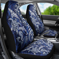 New Zealand Connecting with Seas Car Seat Cover Maori Tribal and Sea Animals Tattoo - White Glass Style