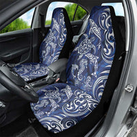 New Zealand Connecting with Seas Car Seat Cover Maori Tribal and Sea Animals Tattoo - White Glass Style