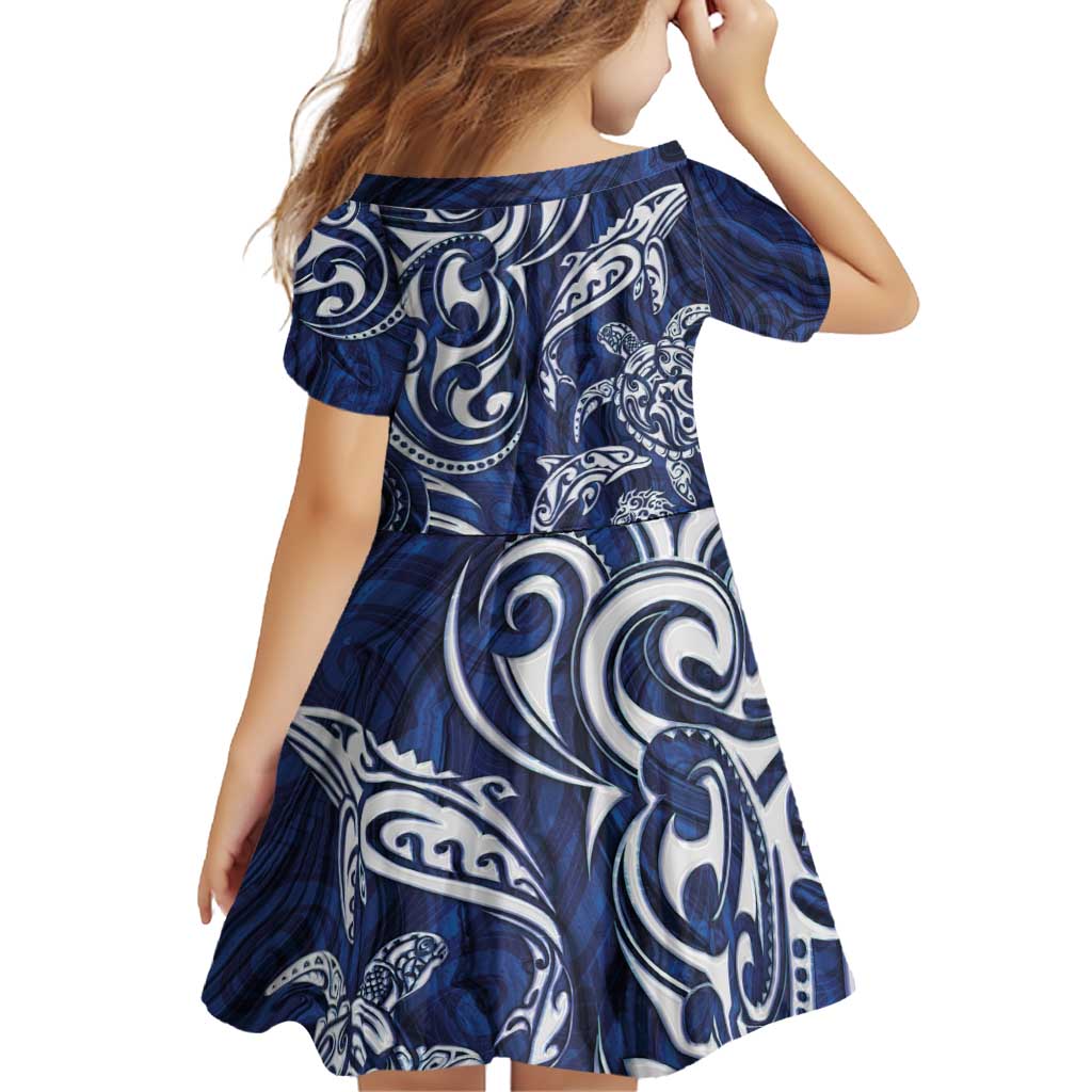 New Zealand Connecting with Seas Family Matching Puletasi and Hawaiian Shirt Maori Tribal and Sea Animals Tattoo - White Glass Style