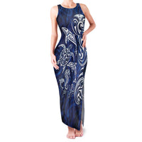 New Zealand Connecting with Seas Family Matching Tank Maxi Dress and Hawaiian Shirt Maori Tribal and Sea Animals Tattoo - White Glass Style