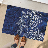 New Zealand Connecting with Seas Rubber Doormat Maori Tribal and Sea Animals Tattoo - White Glass Style