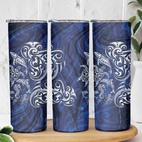 New Zealand Connecting with Seas Skinny Tumbler Maori Tribal and Sea Animals Tattoo - White Glass Style